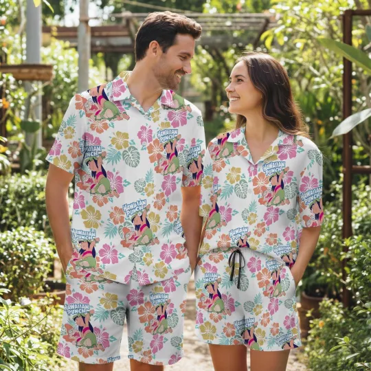 Discover Tropical Floral Hawaiian Shirt Couples Matching Aloha Vacation Set