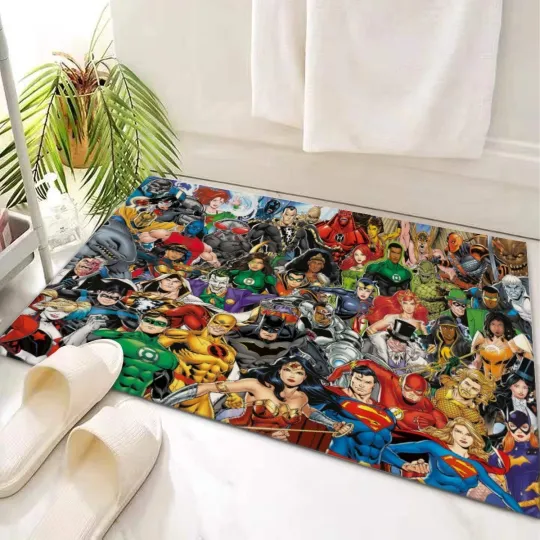 Discover Top! Superheroes Characters Print Door Mat Rug Carpet With Non-slip Backing