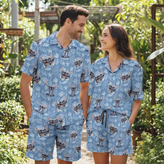 Discover Blue Alien Hawaiian Shirt Couples Matching Tropical Aloha Outfit