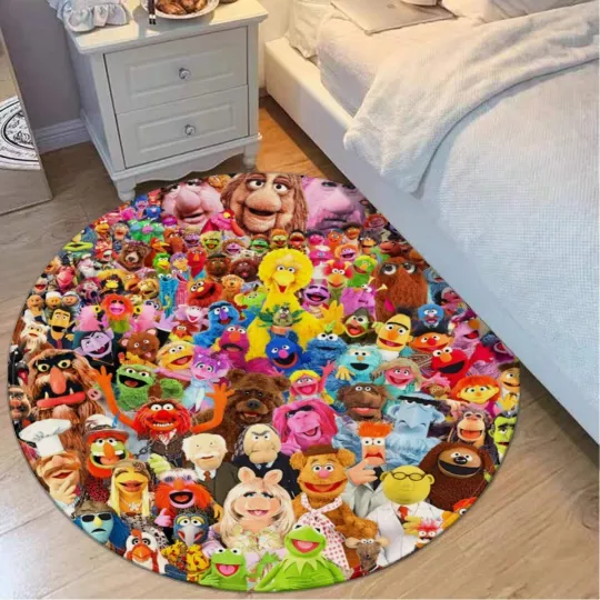 Discover Top! The Muppets Print Foldable Round Floor Mat Rug Non-slip backing Carpet