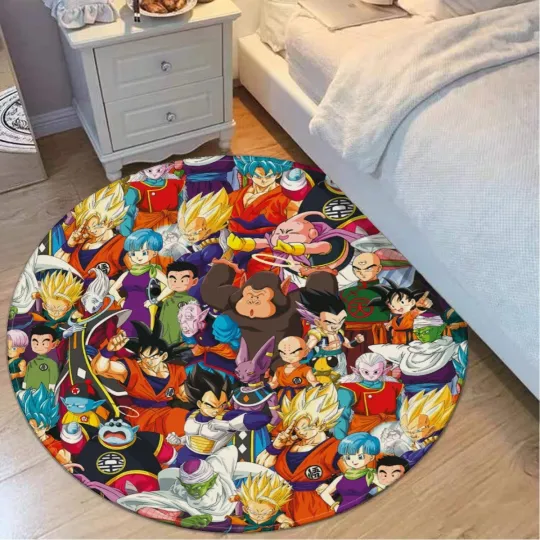Discover Dragon Ball Super Print Foldable Round Floor Mat Rug Non-slip backing Carpet