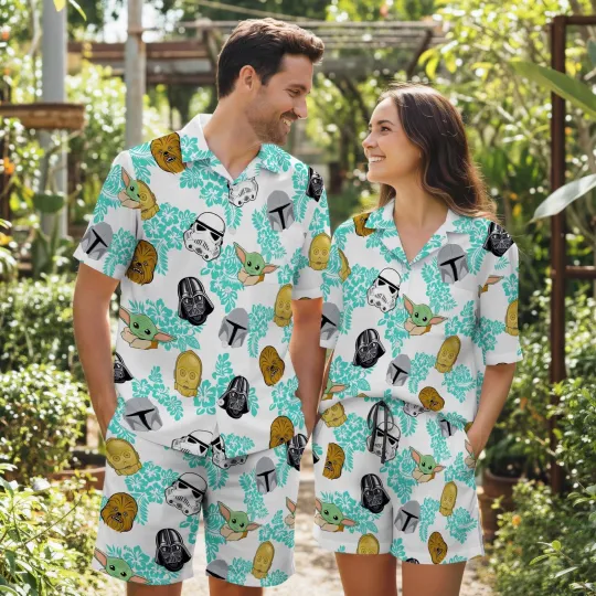 Discover Star Wars Hawaiian Shirt Set Couples Tropical Aloha Summer Vacation Outfit
