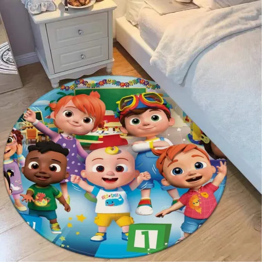 Discover Cocomelon Characters Print Foldable Round Floor Mat Rug Non-slip backing Carpet
