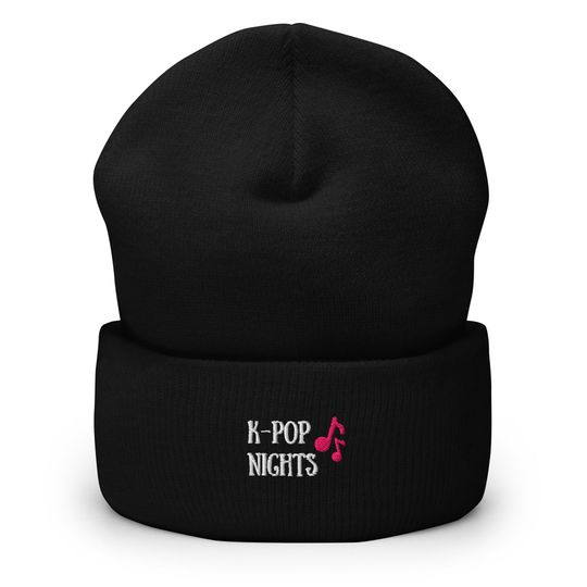 Discover K-Pop Nights Beanie  Embroidered Music Note Winter Hat