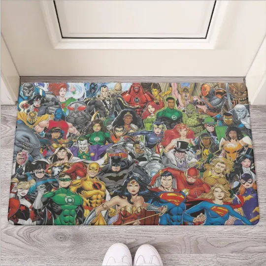 Discover Superheroes Characters Print Door Mat Made Of Rubber Sole & Non-Woven Fabric