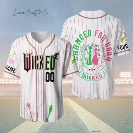 Custom Wicked Jersey Shirt, Elphaba And Glinda Adult Baseball Jersey Shirt