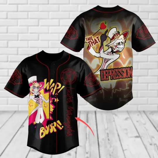 Custom Hazbin Hotel Lucifer Anime Series Adult Baseball Jersey Shirt