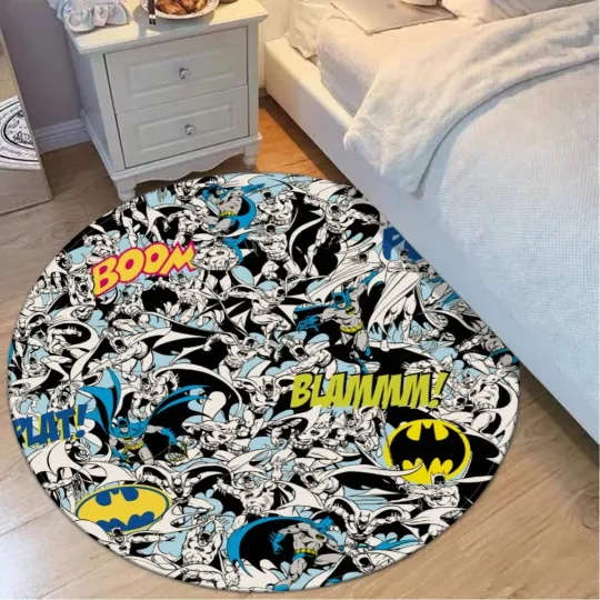 Top! Batman DC Comics Print Foldable Round Floor Mat Rug Non-slip backing Carpet