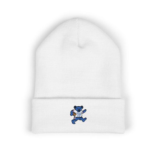 Discover Buffalo Football Blue Bear Beanie | Embroidered Winter Hat | Game Day Gift | Unisex Cuff Knit