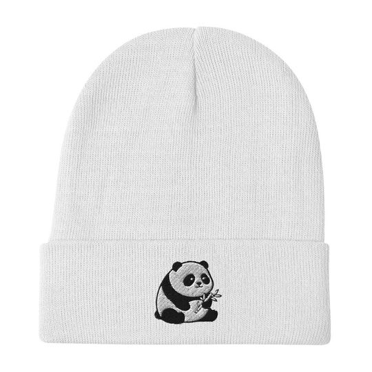 Cute Panda Embroidered Beanie - Embroidery Endangered Animal Zoo