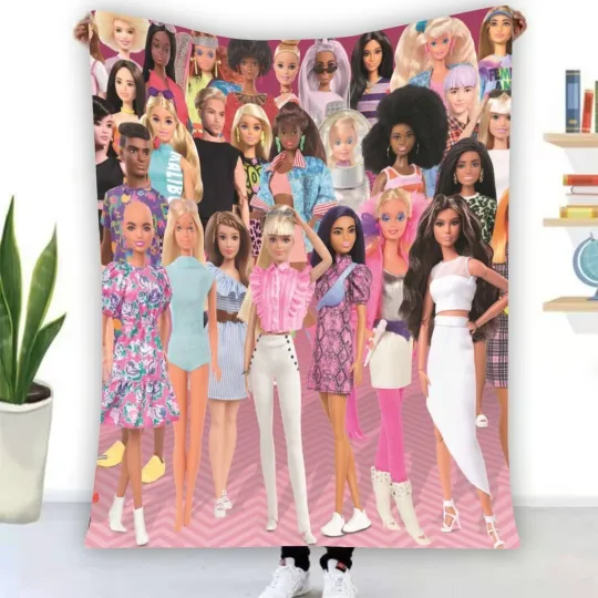 Discover Top! Barbie Characters Soft Warm Single-Side Printing Flannel Fleece Blanket