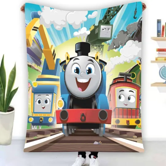 Discover Train & Friends Adventure Soft Warm Single-Side Printing Flannel Fleece Blanket