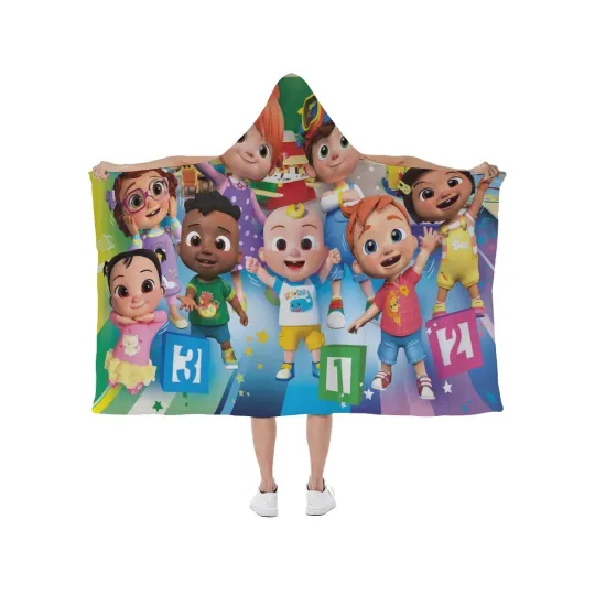 Discover CoComelon Cartoon Characters Print Hooded Blanket Soft Fleece Lining Wearable