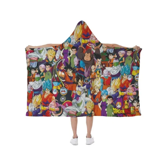Discover Top! Anime Dragon Ball Super Print Hooded Blanket Soft Fleece Lining Wearable