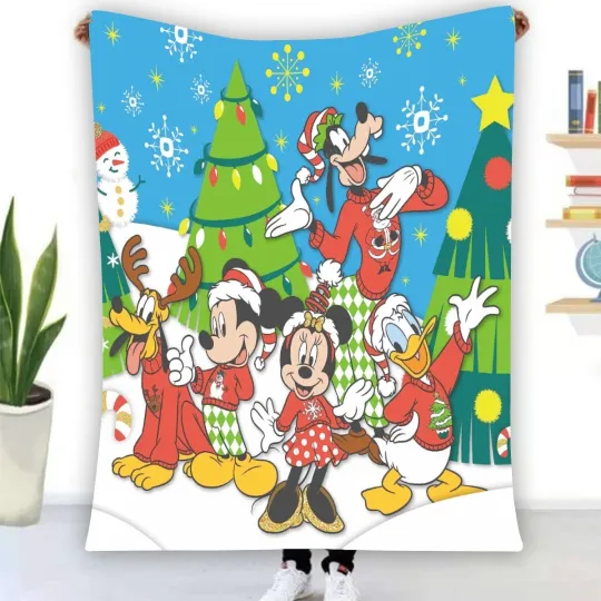 Discover Disney Happy Christmas Soft Warm Single-Side Printing Flannel Fleece Blanket