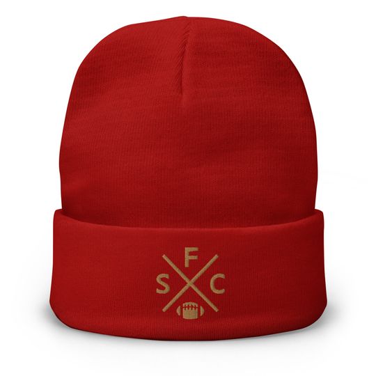 San Francisco Football Retro SFC Cross Winter Beanie Cap Hat