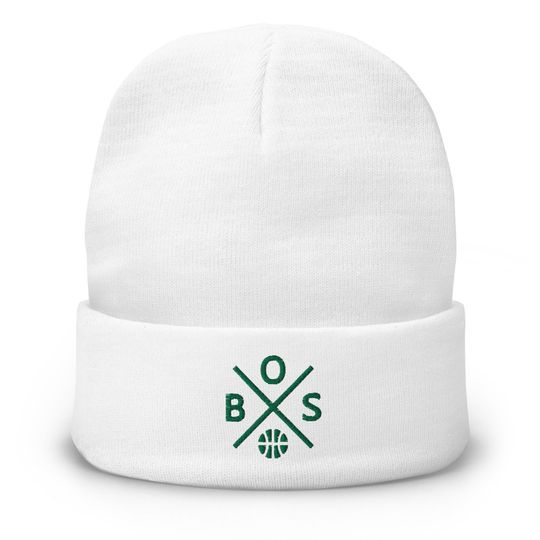 Discover Boston Basketball Retro BOS Cross Winter Beanie Cap Hat