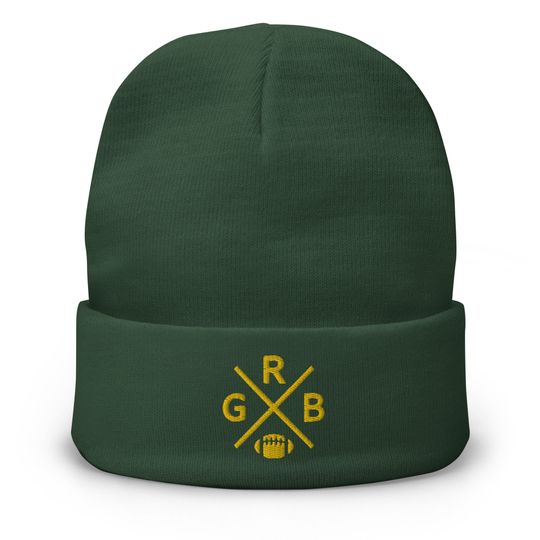 Discover Green Bay Football Retro GRB Cross Winter Beanie Cap Hat
