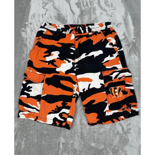 football Cincinnati Orange Camo Cargo Shorts Football Vintage
