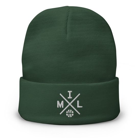 Discover Milwaukee Basketball Retro MIL Cross Winter Beanie Cap Hat