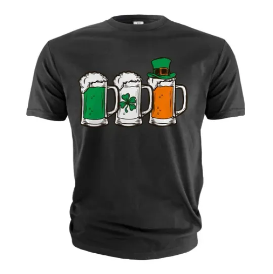 Discover Men's St Patrick's Day T-shirt with Irish Flag and Clover Design