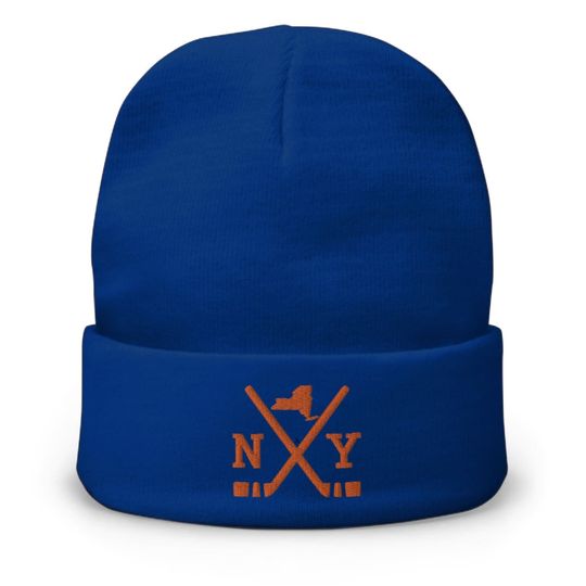 Discover New York Hockey Sticks Retro NY Winter Beanie Cap Hat