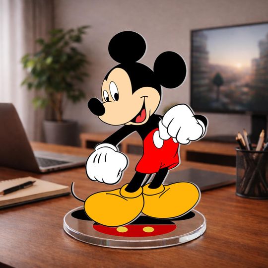 Mickey & Minnie Spinning Acrylic Standee - Rotating Desk Decor, Cute Cartoon Display Figure, Kawaii Gift