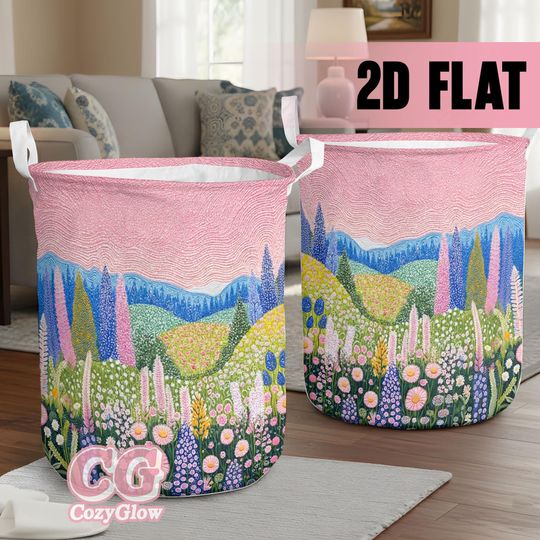 Discover Colorful Floral Laundry Basket, Folk Art Wildflower Storage Hamper, Mothers Day Gift for Mom