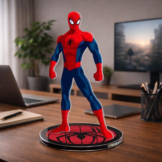 Marvel Superhero Acrylic Spinning Standee - Spider-Man, Captain America, Iron Man Desk Decor