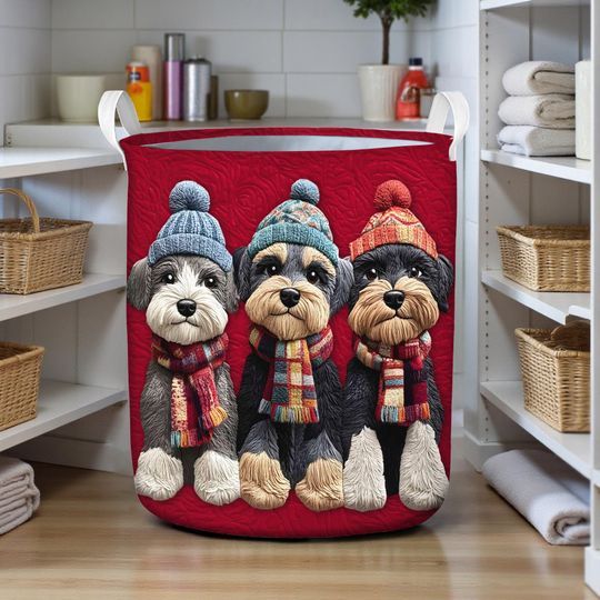 Print  Schnauzer Laundry Basket, Dogs Laundry Basket, Dog Storage Hamper, Dog Lover Laundry Bin, Animal Lover Home Decor, Gift For Dog Mom