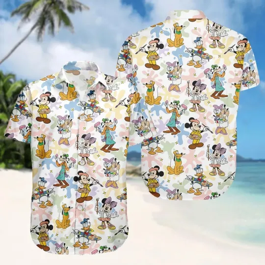 Discover Mickey and Friends Hawaiian Button Down Shirt