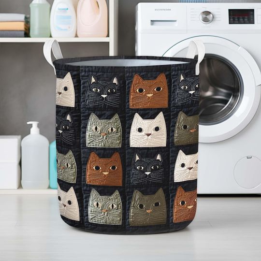 Cute Cat Laundry Basket, Cute Cat Lover Laundry Bin, Pet Home Decor Storage, Cat Pet Home Basket, Pet Home Basket Decor, Cat Lover Gift