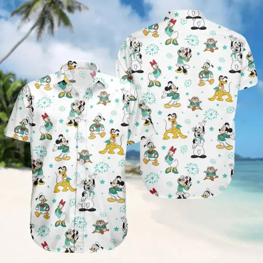 Discover Mickey and Friends Cruise Hawaiian Button Down Shirt