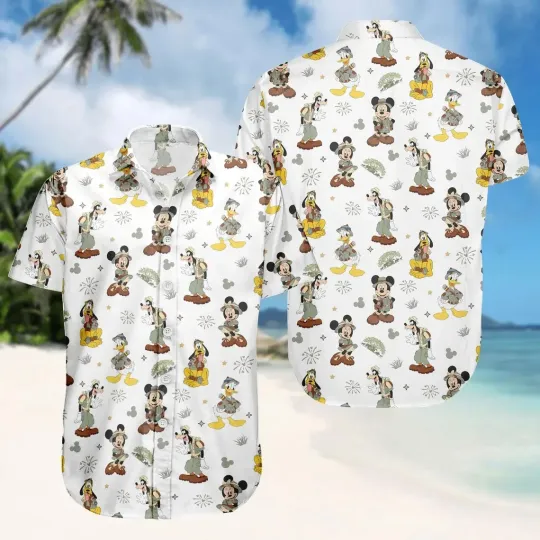 Discover Mickey and Friends Tropical Hawaiian Button Down Shirt