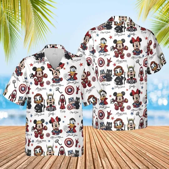Discover Mickey and Friends Cruise Hawaiian Button Down Shirt