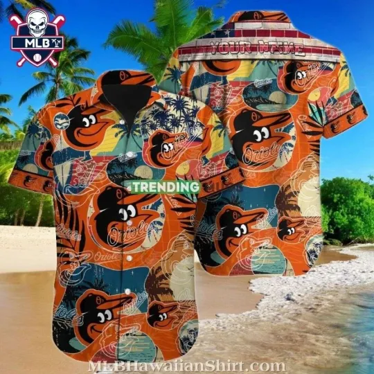 Discover Baltimore Baseball Team Orioless Surf And Palm Trending Custom Hawaiian Shirt