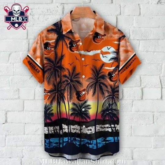 Discover Baltimore Baseball Team Orioless Sunset Palms Tropical Shirt