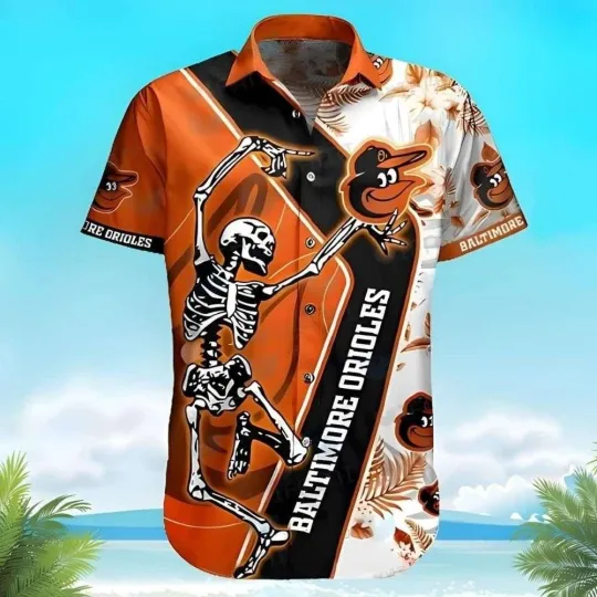 Discover Baltimore Baseball Team Orioless Skeleton Pitch Hawaiian Shirt