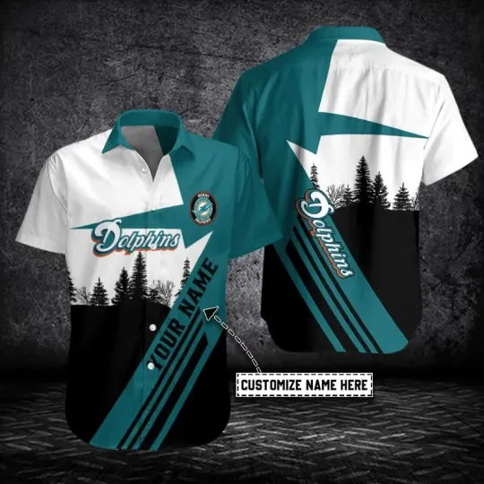 Discover Miami Football Team Dolphinss Hawaiian Shirt Button Down Unisex Adults S-5XL