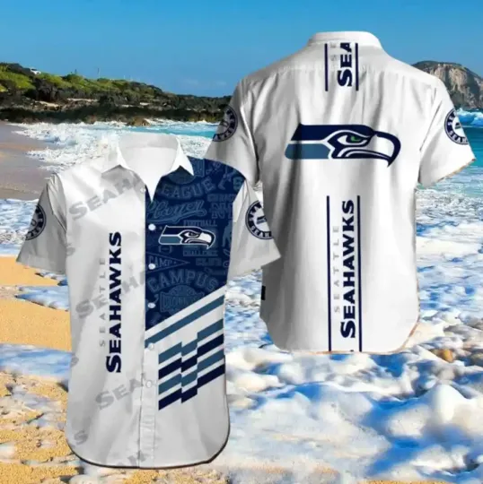 Discover Seattle Football Seahawkss Team Hawaiian Shirt Button Down Unisex Adults S-5XL