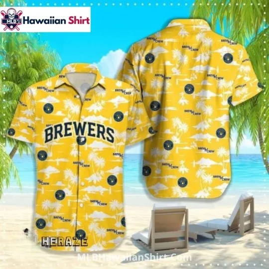 Tropical Yellow Milwaukee Baseball Team Brewerss Hawaiian Shirt With Logos Print