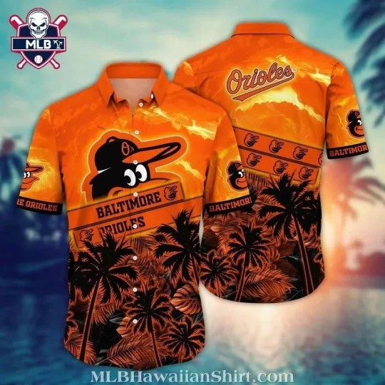 Discover Baltimore Baseball Team Orioless Sunset Palm Hawaiian Shirt