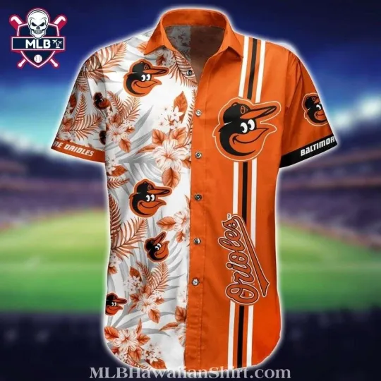 Discover Baltimore Baseball Team Orioless Sporty Stripe And Floral Aloha Shirt