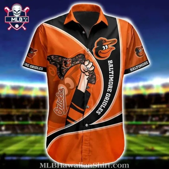 Discover Baltimore Baseball Team Orioless Sporty Stripe And Logo Hawaiian Shirt