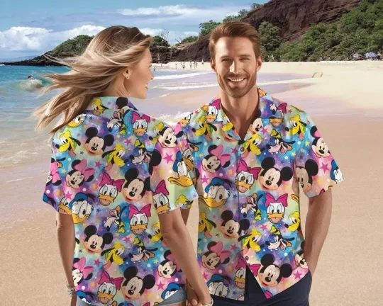 Discover Disney Mickey and Friends Hawaiian Shirt, Mickey Aloha Shirt, Disney Hawaiian Sh