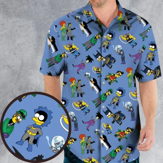 Discover Springfield Vibes The Simpsons Batman Mashup Hawaiian Shirt, Unisex Adults, Full
