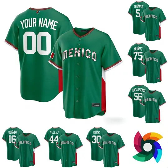 Discover Men's Mexico Baseball  Green 2026 World Baseball Classic Road Stadium Jersey