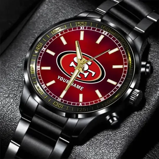 Discover San Francisco Football Team SF 49erss Black Steel Watch