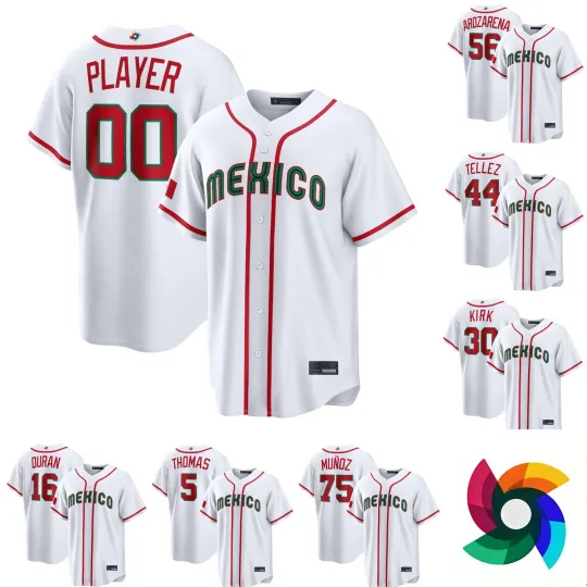 Discover Mens/Youth Mexico Baseball White 2026 World Baseball Classic Road Stadium Jersey