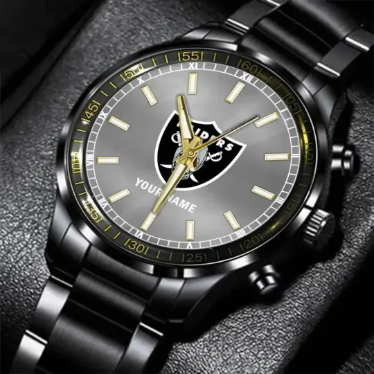 Discover Personalized Las Vegas Football Team Raiderss Black Steel Watch